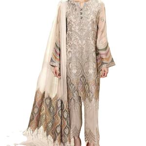 2022 Venta caliente pakistaní indio bordado gasa traje Formal sedoso rayón viscosa Salwar Kameez para adultos algodón seda Lino - Product Image 1