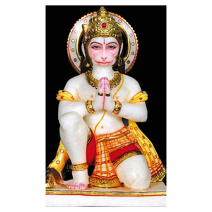 Spotless Pure Marble Beautiful Painted Veer Hanuman Ji Lord Statue - Product Image 1