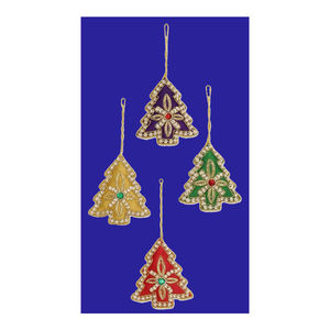 Ornement de Noël suspendu en forme d'arbre brodé à la main avec des perles - Product Image 1