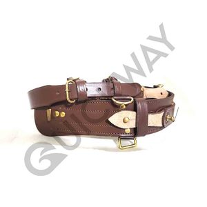 หนังต้นฉบับข้ามเข็มขัดแซมสีน้ําตาลอ่อนและเข็มขัดพิธีการสีดําคุณภาพสูงขายส่ง - Product Image 5