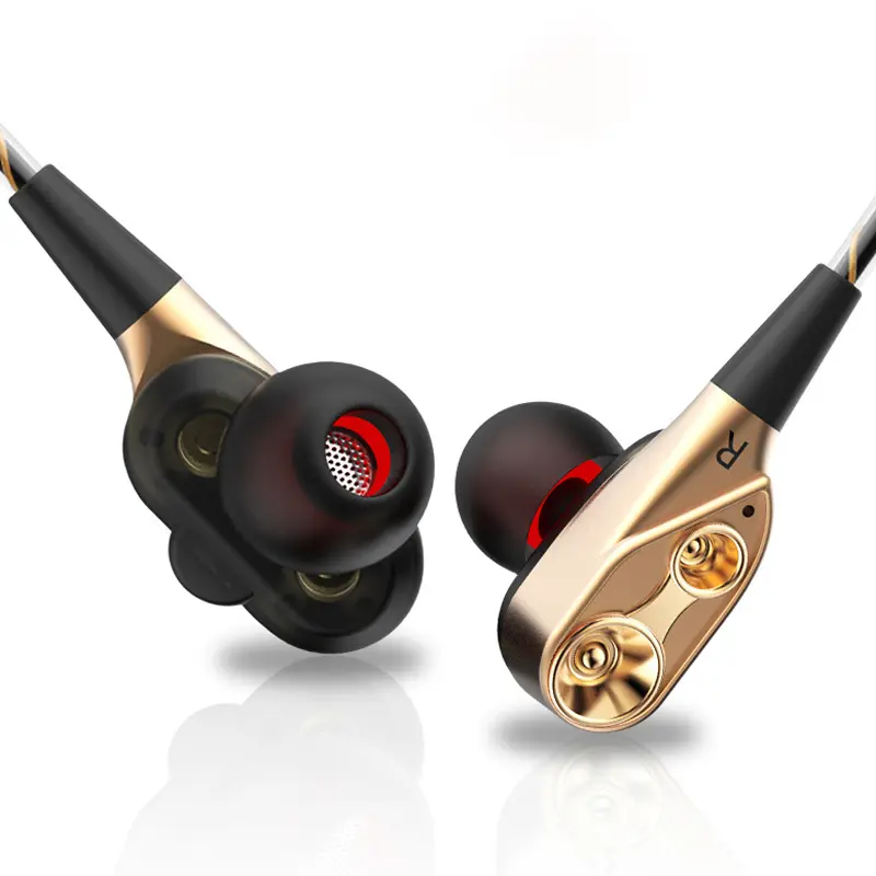 OEM high quality CK8 dual driver earphones stereo bass sport running headset with universal headphone no LOGO packaging