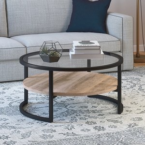 Luxury 2-Tier Glass and Wood Frame <b>Coffee</b> <b>Table</b> <b>Modern</b> Design With <b>Black</b> Powder Coat for Living Room Furniture Set - Product Image 4