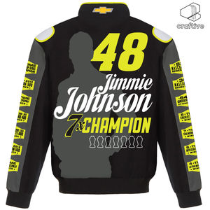 Jimmie Johnson Nation Racing <b>NASCAR</b> <b>Jacket</b> Biker Style Embroidered High Street Cotton Men's <b>Jackets</b> - Product Image 1