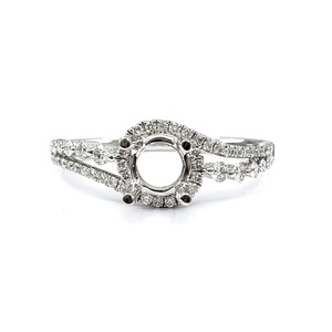 Bague semi-montée en or blanc 18 carats avec diamant véritable, design classique pour femme, finition polie, idéale pour les fêtes, fiançailles, mariage, anniversaire, taille brillant - Product Image 1