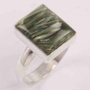 Thô Tự Nhiên Seraphinite 925 Sterling Silver Bạc Siberia Seraphinite Món Quà Cưới Tuyên Bố Nhẫn Tinh Tế Tự Nhiên Đá Quý Đồ Trang Sức - Product Image 1