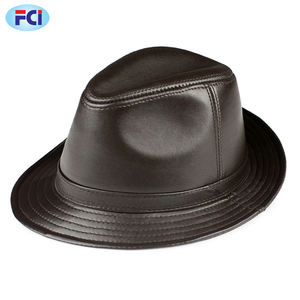Sombrero Fedora de Cuero Genuino Marrón para Hombre, Sombrero de Piel de Oveja, Estilo Británico Informal de Otoño Invierno, Sombrero de Ala Ancha de Alta Calidad - Product Image 2