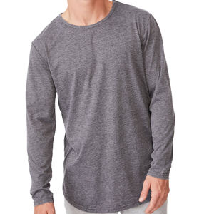 Camiseta de manga larga de cáñamo para hombre, Camisa de algodón orgánico, dobladillo liso en blanco, cuello redondo, productos en oferta - Product Image 1