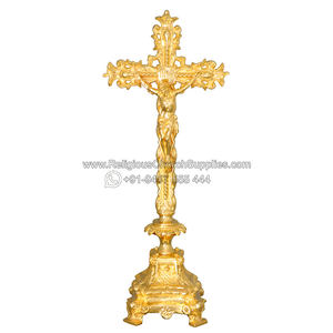 Crucifix debout en laiton massif CF1003 Présentoir à bougies élégant - Product Image 2