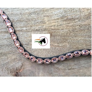 TRAINER CHOICE HORSE BROW BAND ROSE GOLD OVAL <b>CRYSTAL</b> Luxury Trendy Equestrian Accessory Back Open Sticky Tape Loop High Quality - Product Image 1