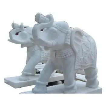 تمثال على شكل فيل من الأحجار الطبيعية المرخامية المنحوتة يدويًا وبأفضل الأسعار في الهند