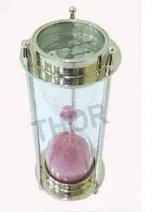 Modern Sand Timer Hourglass With Compass Chrome Polishhed Table Sand Clock Home & Office Decorative Item