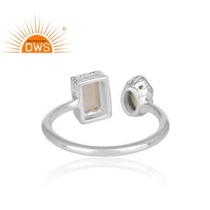 Bague noire naturelle en argent Sterling, opale et péridot, bijoux vente en gros - Product Image 4