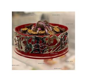 Bol de ramadan islamique en métal fait à la main bol de service de dates de forme ronde de la plus haute qualité du fabricant en Inde - Product Image 6