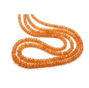 Cuentas de forma redonda facetadas de piedra lunar de melocotón natural de 18 pulgadas - Product Image 3