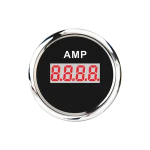 52mm digital black face red LED AMP gauge for marine and automotive