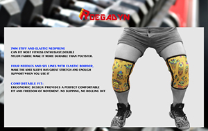 पेशेवर मुद्रित पैटर्न डिजाइन 30cm लंबी 7mm <span class=keywords><strong>Neoprene</strong></span> जिम घुटने संपीड़न आस्तीन खेल घुटने समर्थन संभालो - Product Image 4