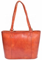 Sac fourre-tout vintage en cuir véritable fait main pour femme – Sac à main de luxe tendance, artisanal et cousu main – Idéal été-automne, portable et ouvert
