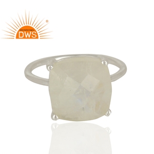 Designer 925 Sterling Fine Silver <b>Girls</b> <b>Ring</b> Jewelry Supplier Prong Set Rainbow Moonstone Gemstone <b>Ring</b> Wholesale - Product Image 2