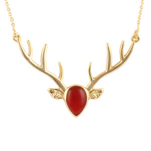 Collar de cadena de eslabones para mujer, gargantilla de Latón chapado en oro, ónix rojo, diseño creativo, regalo de joyería - Product Image 2