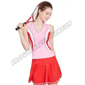 Custom Logo Hoge Kwaliteit Mouwloos Shirt Rokken Tennis Rok Set Vrouwen Jurk Badminton Wear Mouwloze Tennis Slijtage