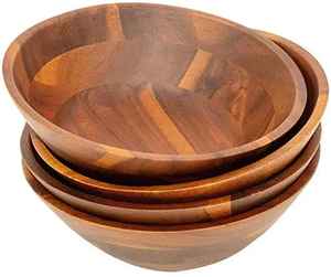 Ensemble de bols de service en bois naturel, artisanal et personnalisé, de haute qualité, poli, pour hôtel à domicile et restaurant de l'inde - Product Image 1