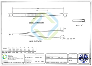Pinces à dissection Durante Splinter, instruments chirurgicaux manuels en acier inoxydable et plastique, certifiés CE Classe I SOS-1146 - Product Image 4