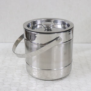 Stainless Steel Double Wall <b>Insulated</b> <b>Ice</b> <b>Bucket</b> With Lid and Handle Glossy Polished Finishing Manufacturer and Supplier - Product Image 2