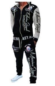 Tracksuit jogging home men's set Men's Autumn Plaid Printed Zipper Sweat shirt Top Pants Sets Sports Suit Tracksuit - Product Image 2
