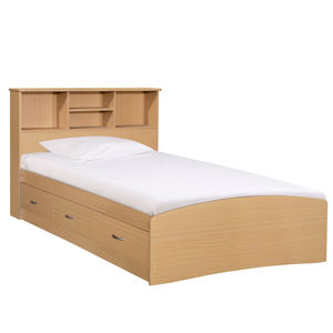 Marco de cama de madera doble, cabecero de 3 cajones con estante hecho en Malasia 2212 - Product Image 2