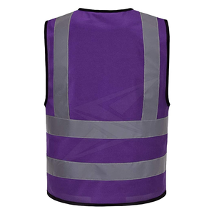 Chaleco DE SEGURIDAD reflectante con logotipo personalizable con alta visibilidad para trabajos de construcción hecho de poliéster con bolsillos - Product Image 3