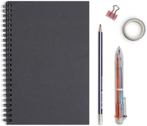 FSC eco friendly Letter/A4 Dividers 7 Hole 140 Perforated Pages Plastic Black Cover Spiral Notebook