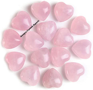 Cœur de pierres précieuses pour la guérison, cristal Amayra, jolis, bouffants, en Quartz Rose, importé - Product Image 1