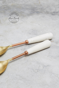 Juego de Servidores de Ensalada con Acabado Dorado de Lujo, Asas Blancas, Ecológico, Apto para Lavavajillas, Utensilios para Ensalada para Comer, Regalos, Presentación de Mesa - Product Image 3