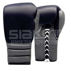 black and white leather Sparring Boxing Gloves Lace Up Boxing Gloves - Product Image 1