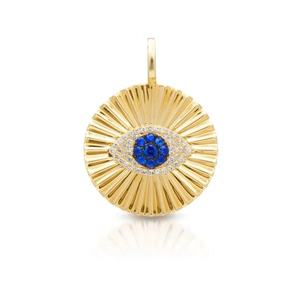 Bijoux fantaisie or 18 carats argent sterling 925 diamant CZ bleu saphir rayons pour les yeux charme - Product Image 1