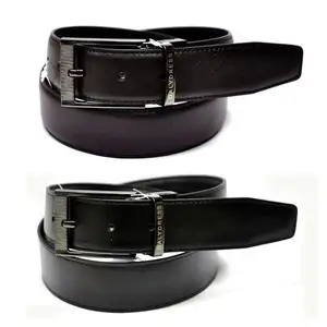 Most Popular Genuine Leather Reversible Buckle Brown Black Mens Belts