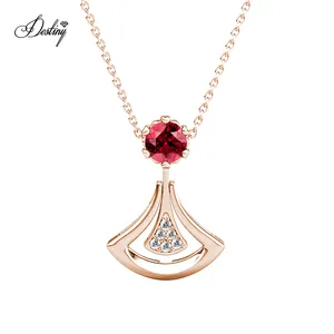Dasini semplice cristallo <span class=keywords><strong>rosso</strong></span> <span class=keywords><strong>rubino</strong></span> 4 stile Versatile ciondolo impreziosito da cristalli Swarovski 925 <span class=keywords><strong>collana</strong></span> in argento Sterling - Product Image 1