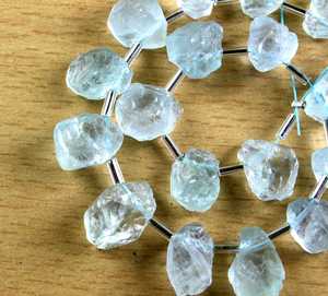 Juego de 21 piezas de piedras preciosas de Aguamarina natural cruda hermosa forma irregular azul para joyería colgante taladro lateral - Product Image 4