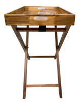 Plateau TV en bois d'acacia, table d'appoint amovible, bureau pour ordinateur portable avec sac de rangement, table de canapé, facile à assembler, respectueux de l'environnement
