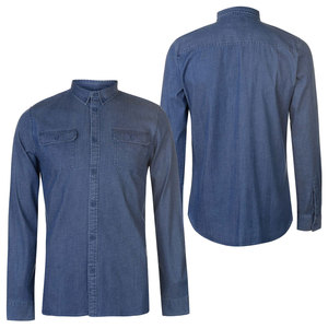 Camisa de algodón de manga larga para hombre, camisa clásica informal de estilo vaquero con logotipo bordado, estilo británico - Product Image 6