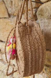 Nordique Vintage grand jonc de mer paille plage embrayage tissé à la main écologique moraillon fermeture broderie décoration gland poignée - Product Image 4