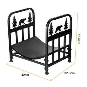 Metal Fireplace Log <b>Storage</b> Holder with <b>Rattan</b> Work Design Perfect for <b>Outdoor</b> Log Rack Home and Garden Accessories - Product Image 4