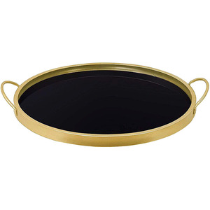 Plateaux de service en métal doré, 20 pièces, design moderne, hôtel, maison, marbre noir, poignées artistiques, plateaux à dessert, à thé, jus, à dessert, 2 ensembles - Product Image 3