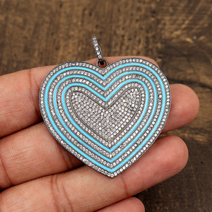 จี้เคลือบรูปหัวใจประดับเพชรเซอร์โคเนียประดับเพชรทำจากเงินแท้ปรับแต่งได้925 - Product Image 2