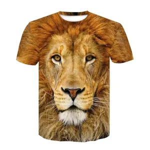 Dier Polyester Mengen 3d Aangepaste T-shirt Printen Sublimatie Gedrukt Mannen T-shirt