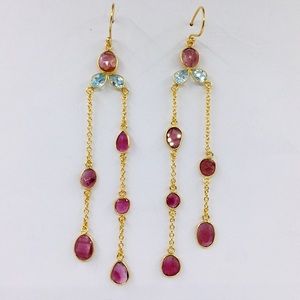 Boucles d'oreilles pendantes multi-couleurs pour femmes, bijoux de luxe, en argent Sterling 925, cadeau tendance, en or, nouvelle collection - Product Image 5