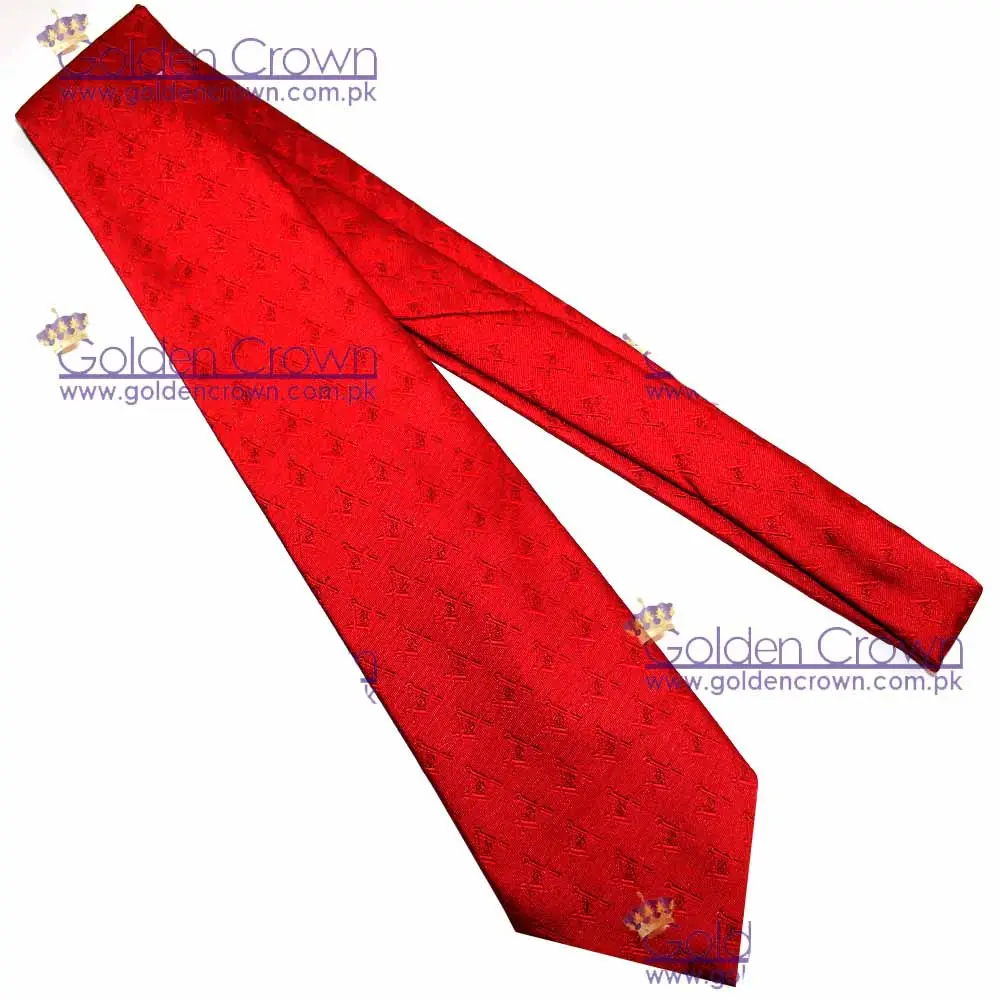 Toptan yeni tasarım masonik kırmızı ipek kravat Sq & G ile | Yüksek kaliteli dokuma bağları