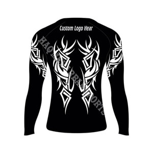 High Quality 100% Polyester Long Sleeve Unisex <b>Rashguard</b> with UV Protection Direct Factory Price for BJJ HMS Brand - Product Image 6
