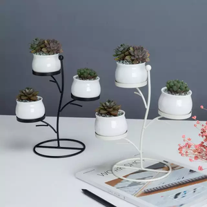 Style simple cadre en fer branche forme en céramique pot de fleur - Product Image 4