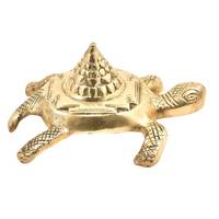 Sculpture de tortue pyramidal en laiton doré faite à la main, motif Shri Yantra, style moderne et vintage, pièce décorative de mariage, cadeau
